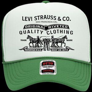 Levi Green And White Foam Trucker Otto Mesh Snap Back Hat Cap
